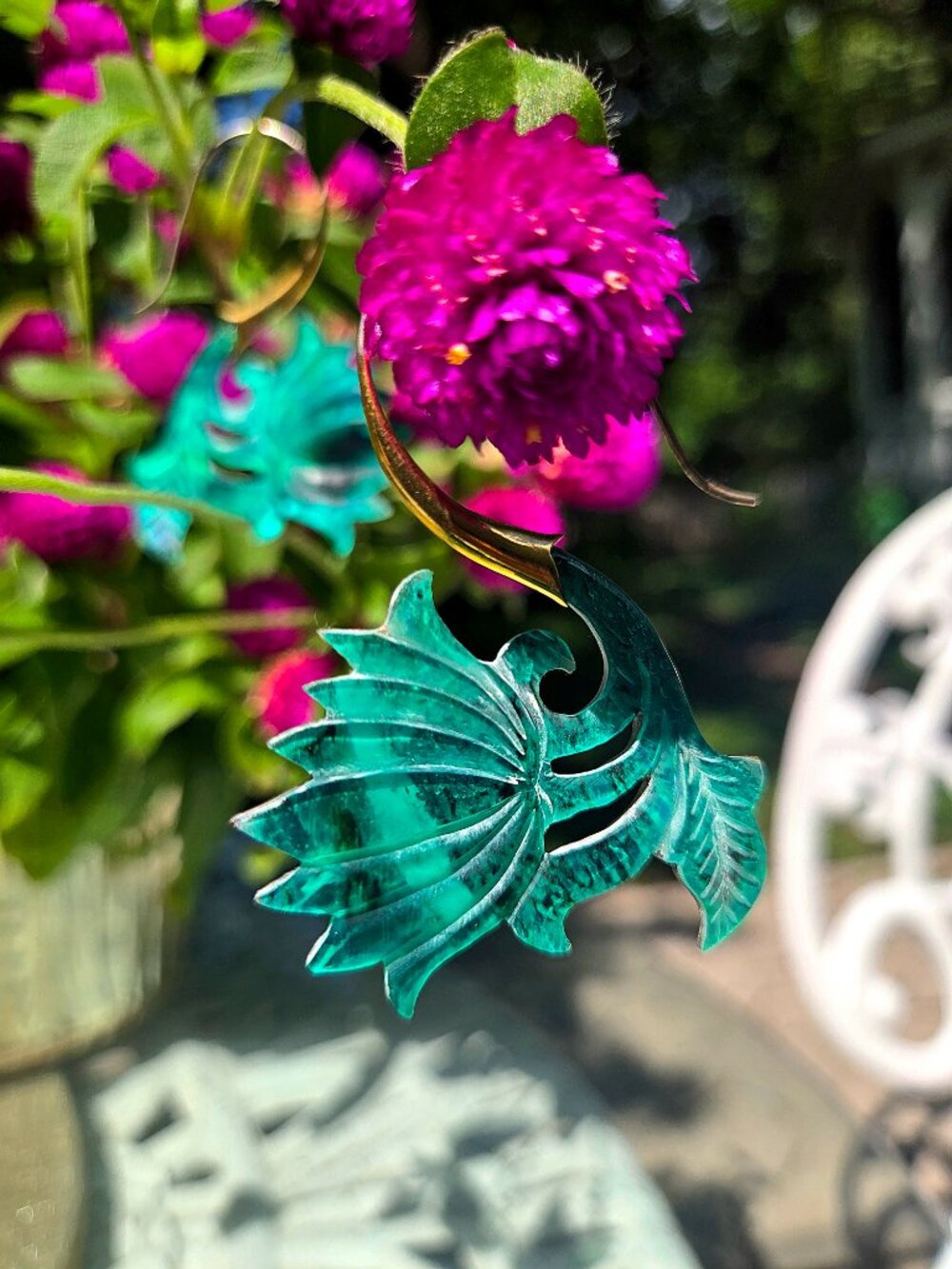 Abalone sea shell lotus flower earrings